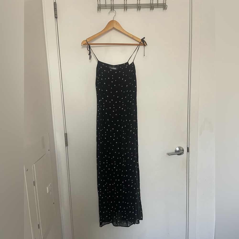 ✨Reformation ✨Black Maxi Dress with White Dots